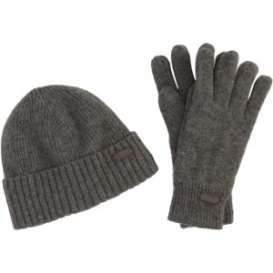 Barbour Grey Beanie & Glove Set
