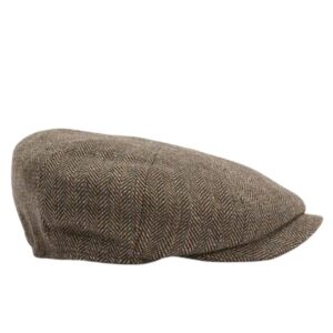 Barbour Fyne Tweed Brown Baker Boy Cap