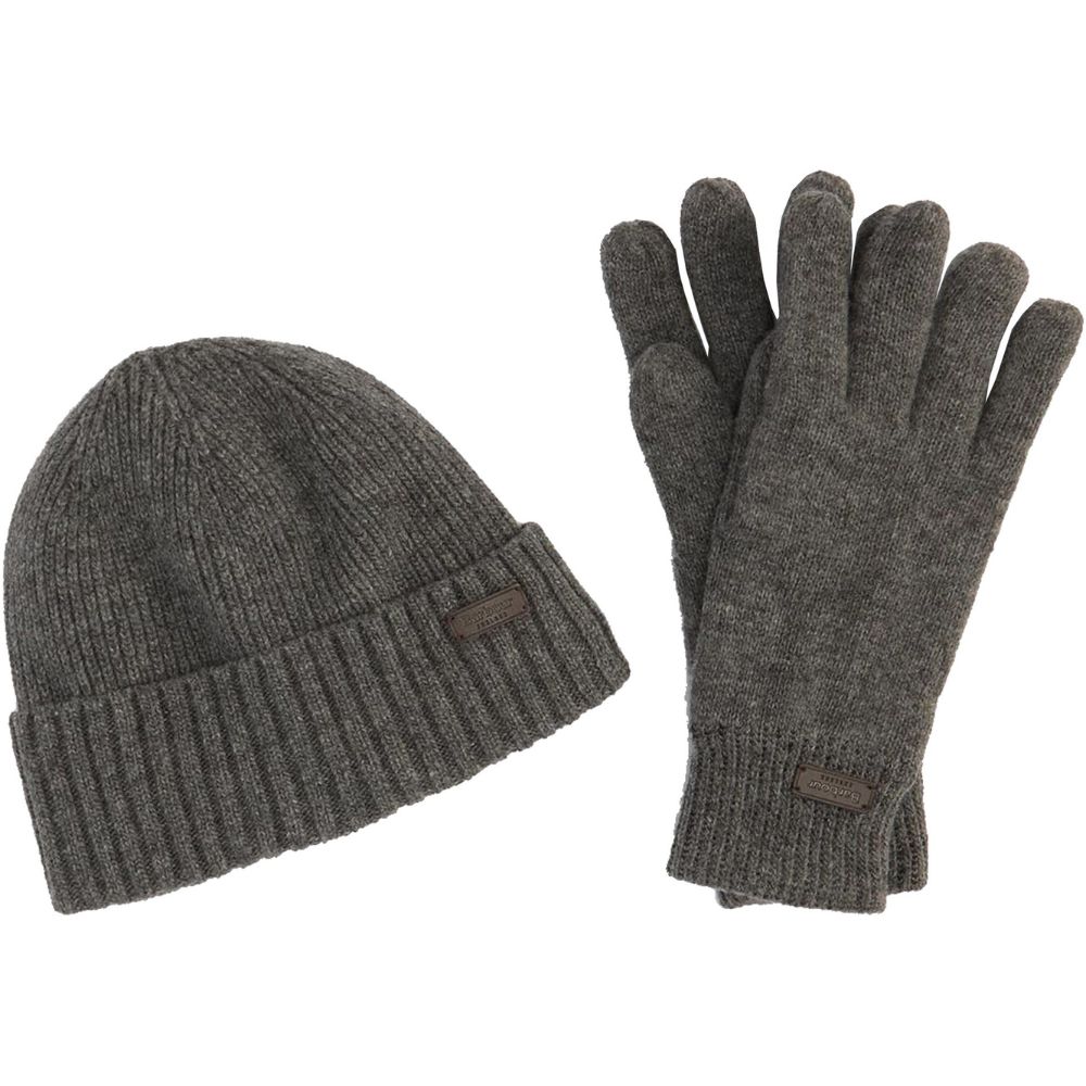Barbour Grey Beanie & Glove Set