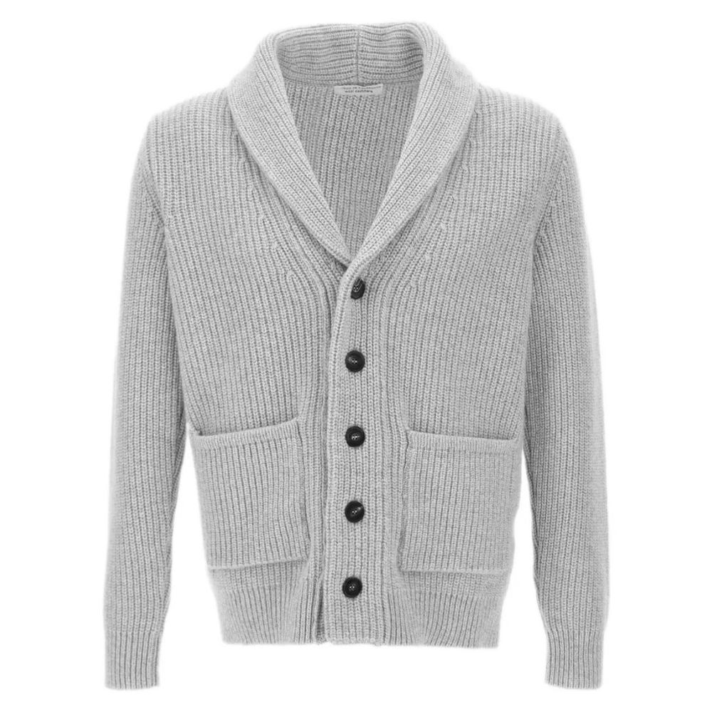 Filippo De Laurentiis Wool and Cashmere Grey Shawl Cardigan