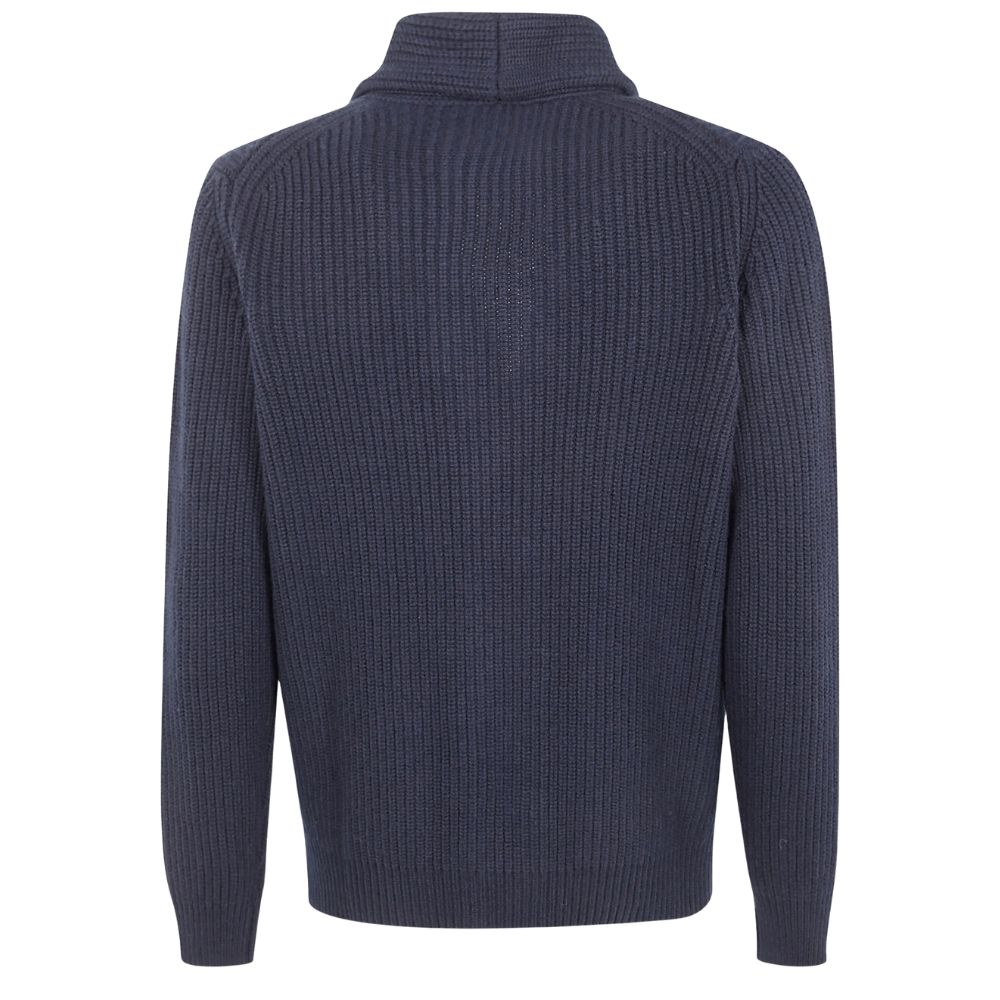 Filippo De Laurentiis Wool and Cashmere Navy Shawl Cardigan