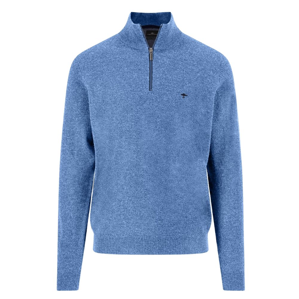 FYNCH-HATTON Light Blue Lambswool Half Zip