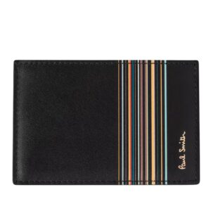 PAUL SMITH Black Leather 'Signature Stripe Block' Credit Card Holder
