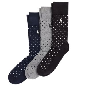 Polo Ralph Lauren 3 Pack Navy Grey Black Spotted Socks