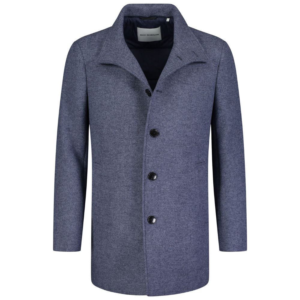 Roy Robson Wool Light Blue Twill Overcoat