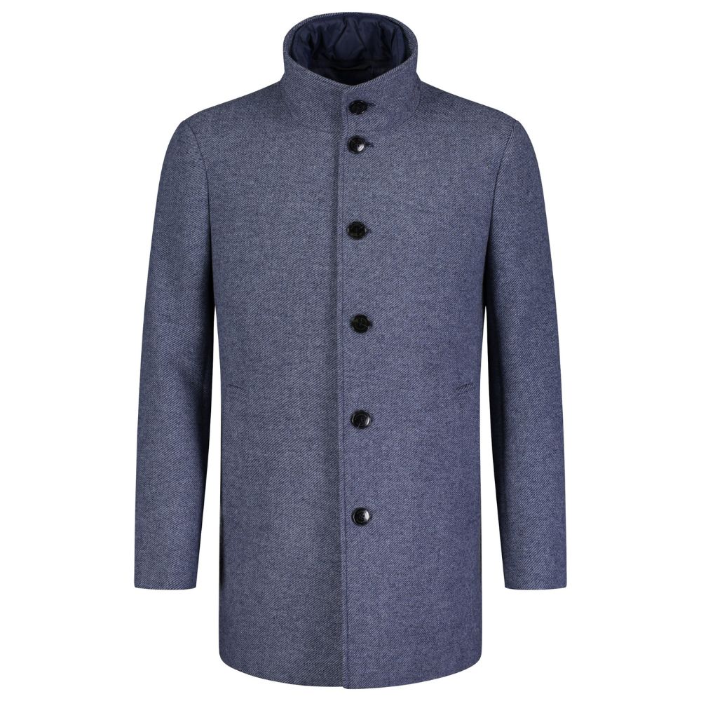 Roy Robson Wool Light Blue Twill Overcoat