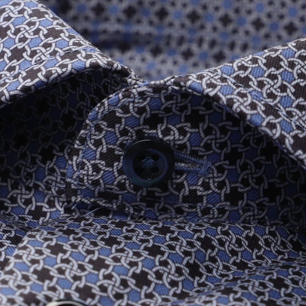 STENSTRÖMS Blue and Black Mosaic Print Shirt