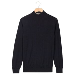 Thomas Maine Navy Merino Wool Turtle Neck Jumper