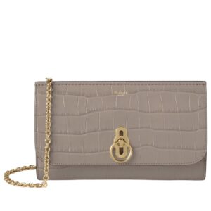 Mulberry Amberley Clutch Cashmere Taupe Shiny Small Croc