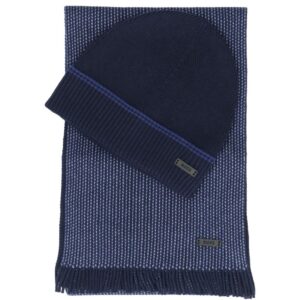 BOSS Hernesto Dark Blue Beanie And Scarf Gift Set