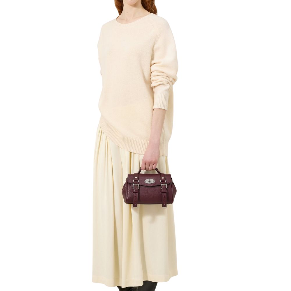 Mulberry Mini Alexa Black Cherry Small Classic Grain