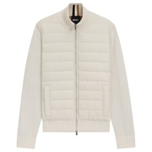 Boss Mixed Material Natural Jacket With Padded Front