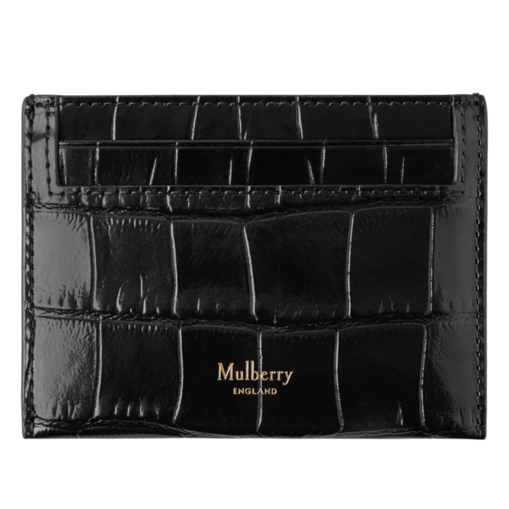 Mulberry Credit Card Slip Black Shiny Small Croc
