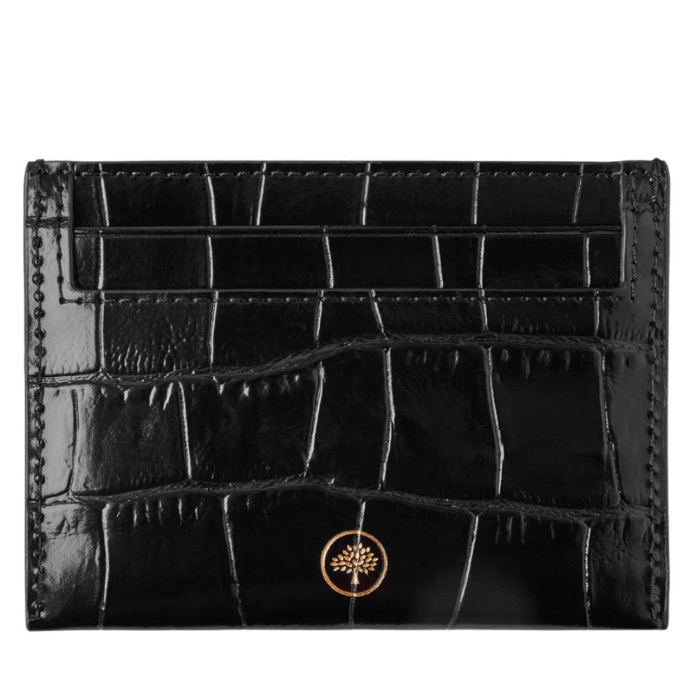 Mulberry Credit Card Slip Black Shiny Small Croc