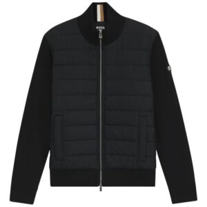Boss Mixed Material Black Jacket With Padded Front