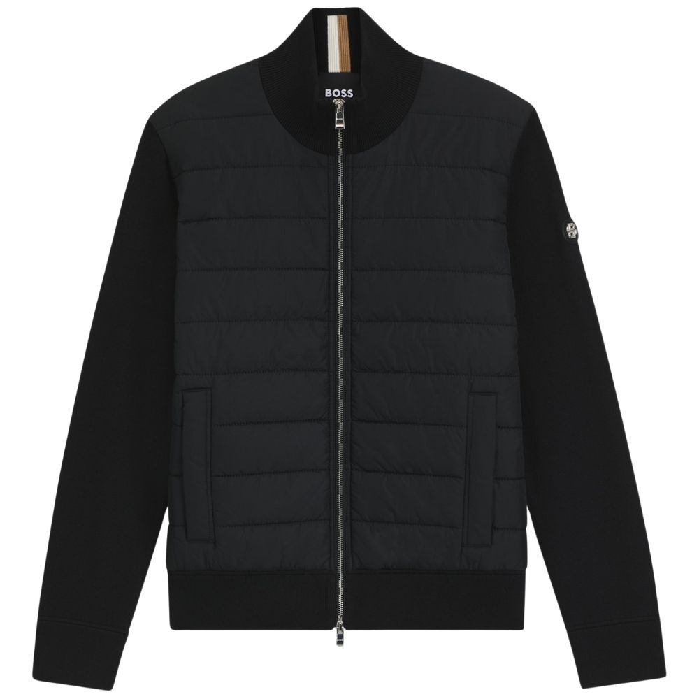 Boss Mixed Material Black Jacket With Padded Front