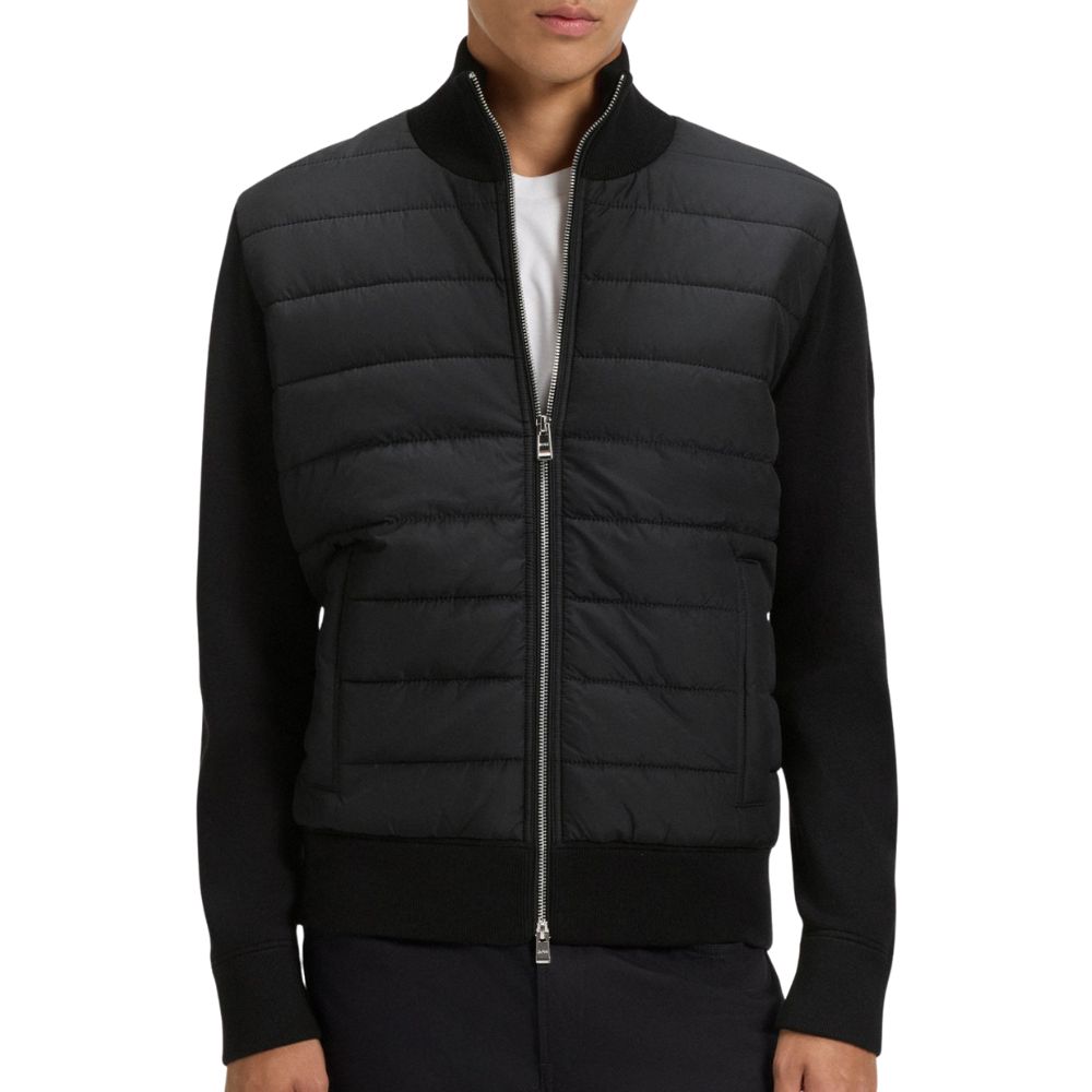 Boss Mixed Material Black Jacket With Padded Front