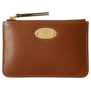 Mulberry Plaque Small Zip Coin Pouch Oak NVT