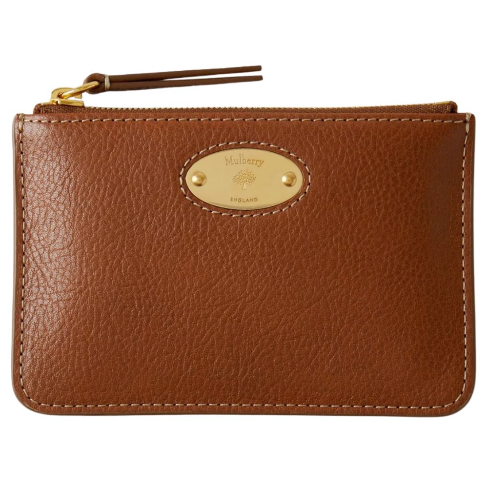 Mulberry Plaque Small Zip Coin Pouch Oak NVT