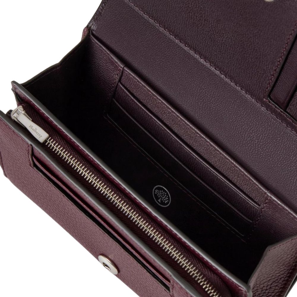 Mulberry Medium Continental French Purse Black Cherry Small Classic Grain