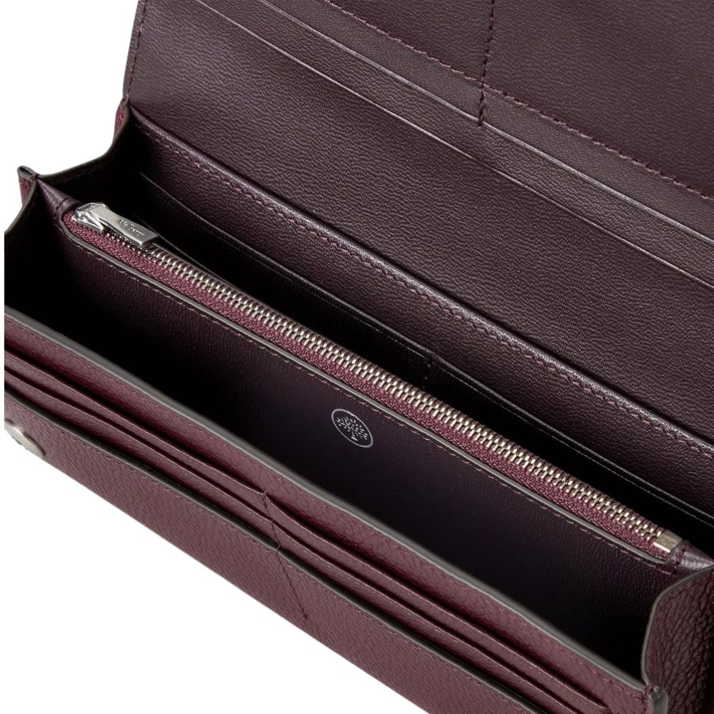 Mulberry Continental Wallet Black Cherry Small Classic Grain