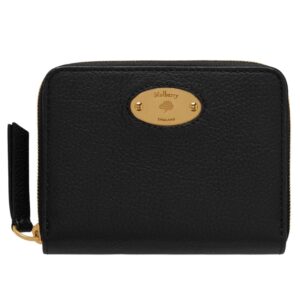 Mulberry Plaque Small Zip Around Purse Black Small Classic Grain
