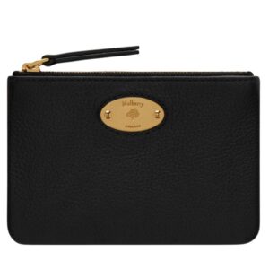 Mulberry Plaque Small Zip Coin Pouch Black Small Classic Grain