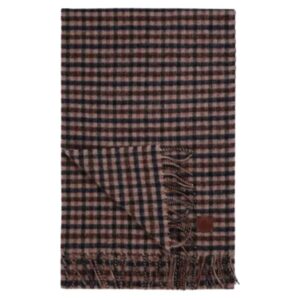Amanda Christensen Beige and Navy Check Scarf