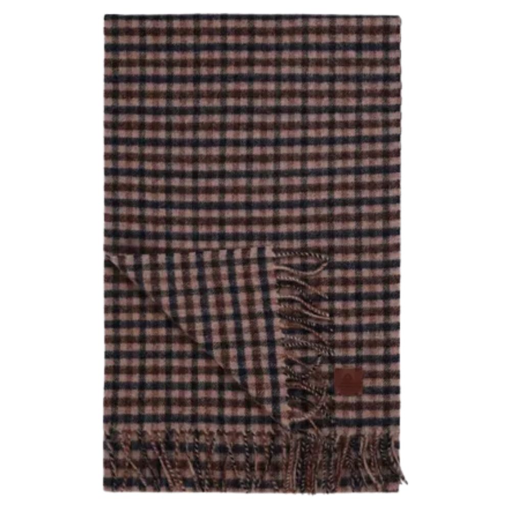 Amanda Christensen Beige and Navy Check Scarf 1