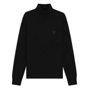 BOSS Regular-fit Black Roll-Neck in Cotton and Cashmere