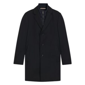 BOSS Navy Overcoat In Virgin Wool And Cashmere