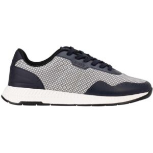 BOSS Navy And White Trainers with Ridged Outsole