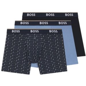 BOSS Three Pack Of Blue Stretch Cotton Boxer With Logo Waistband