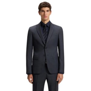 BOSS Navy Patterned Virgin Wool Suit