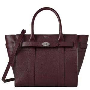 MULBERRY Small Zipped Bayswater Black Cherry Small Classic Grain