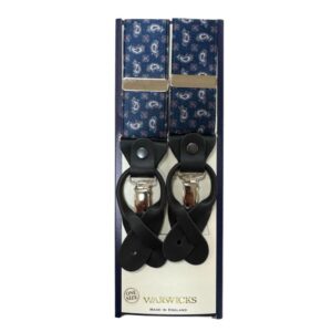 WARWICKS Navy Braces with Paisley Pattern