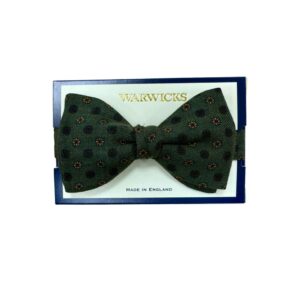 Warwicks Green Floral Wool Cashmere Rib Bow Tie