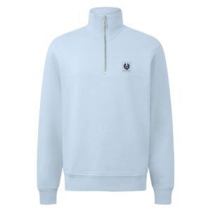 BELSTAFF Cotton Fleece Sky Blue Quarter Zip Sweatshirt