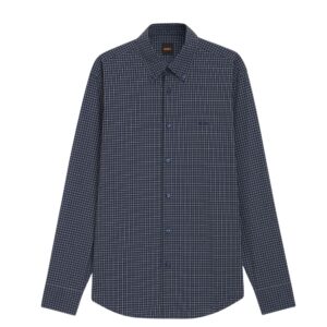 BOSS Regular Fit Blue Stretch cotton Check Shirt