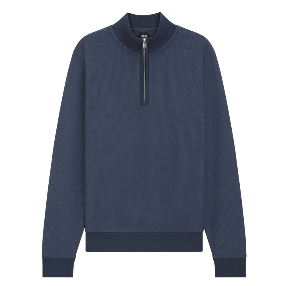 BOSS Sidney Blue Half Zip Front