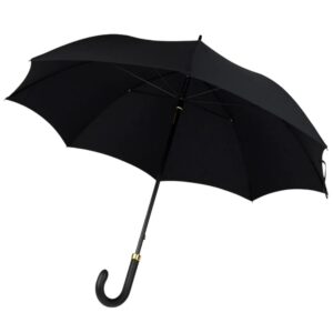 Fox's Black Leather Handle Black Umbrella