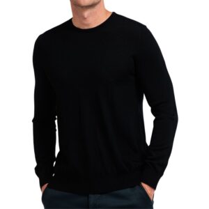 Thomas Maine Black Merino Wool Crew Neck Jumper