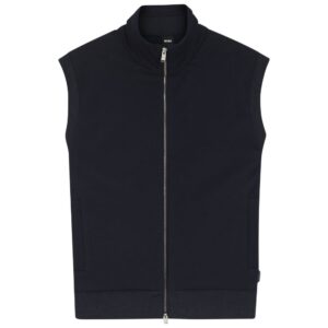BOSS Navy Flannel Gilet With Ribbed Trims