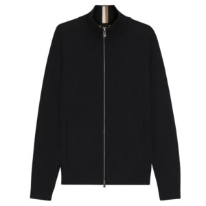 BOSS Black Zip Up Full Zip Cardigan In Cotton And Virgin Wool