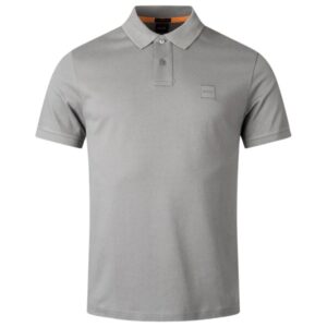 BOSS Passenger Open Grey Slim-Fit Stretch-Cotton Polo Shirt
