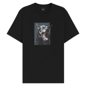 BOSS Cotton Dog Graphic T-Shirt In Black