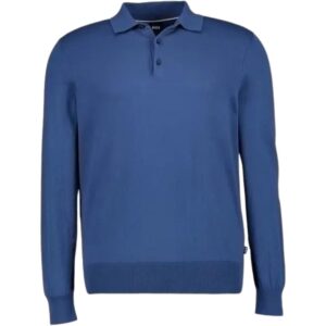 BOSS Gemello Knitted Blue Long Sleeve Polo Shirt