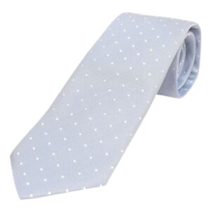 BOSS Light Blue Silk white Spotted Tie