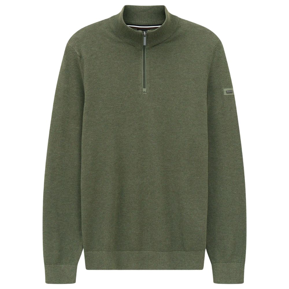 BUGATTI Forest Green Mesh Half Zip 1