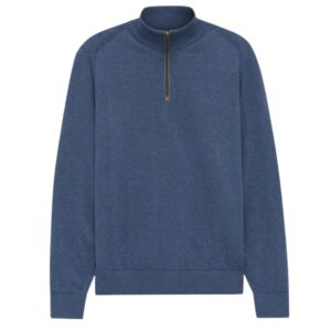 BUGATTI Pure Cotton Mid Blue Half Zip
